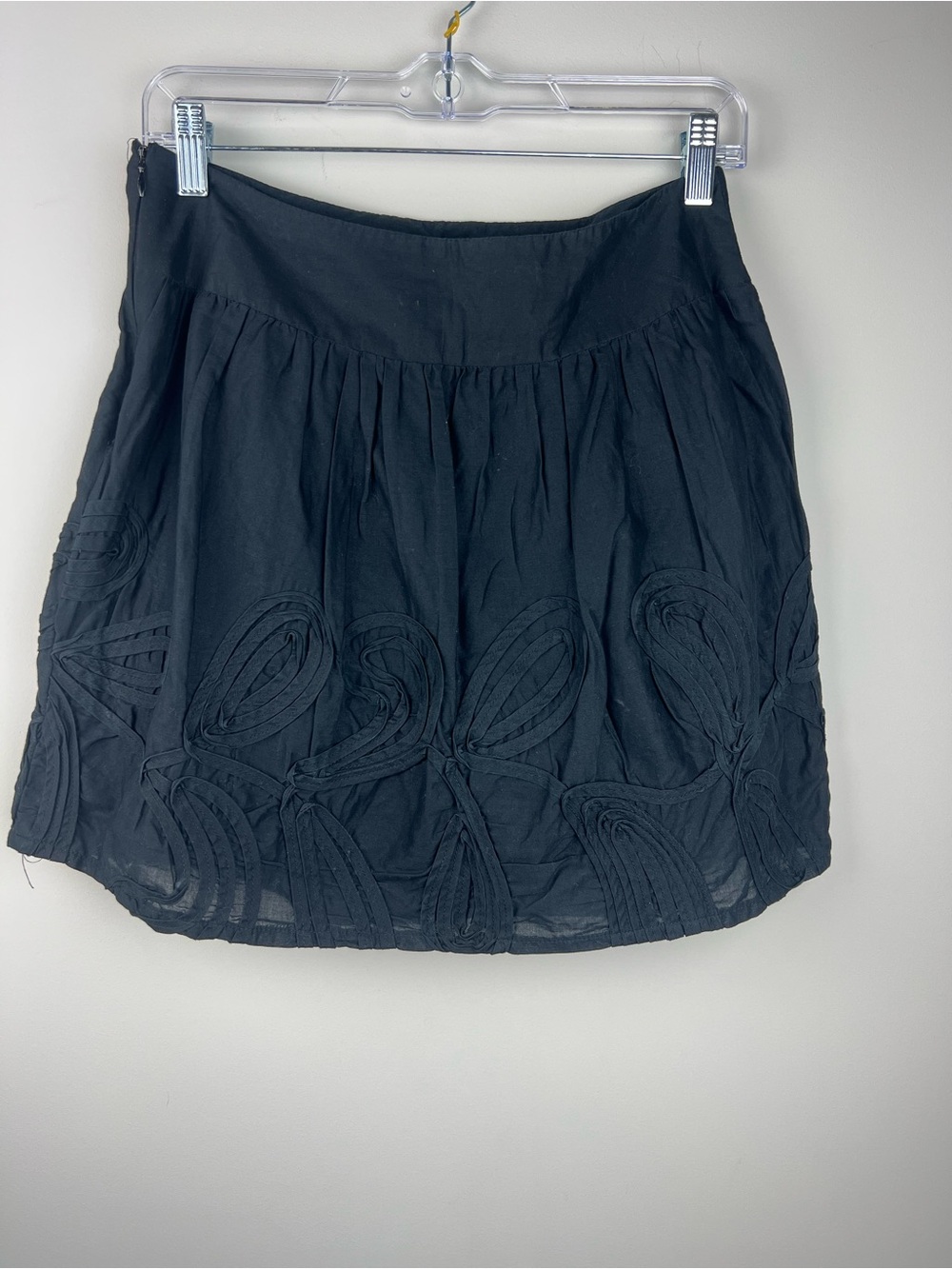 LOFT Black Embroidered Mini Skirt